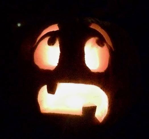 Anguished carved pumpkin